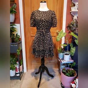 Brown and Black Polka-dot Dress